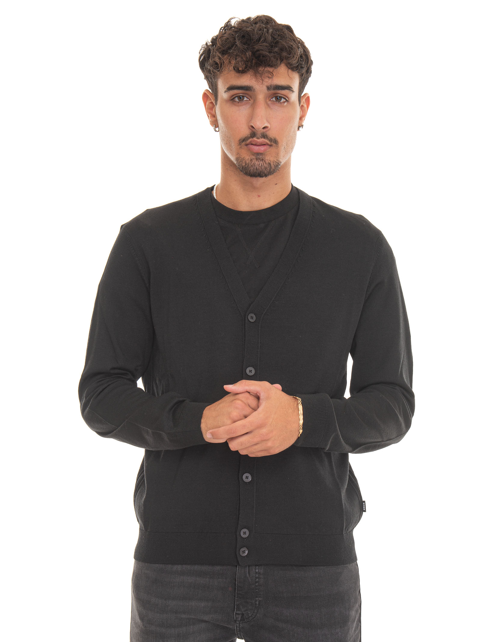 Shop Hugo Boss Mardon Cardigan With Buttons In Black