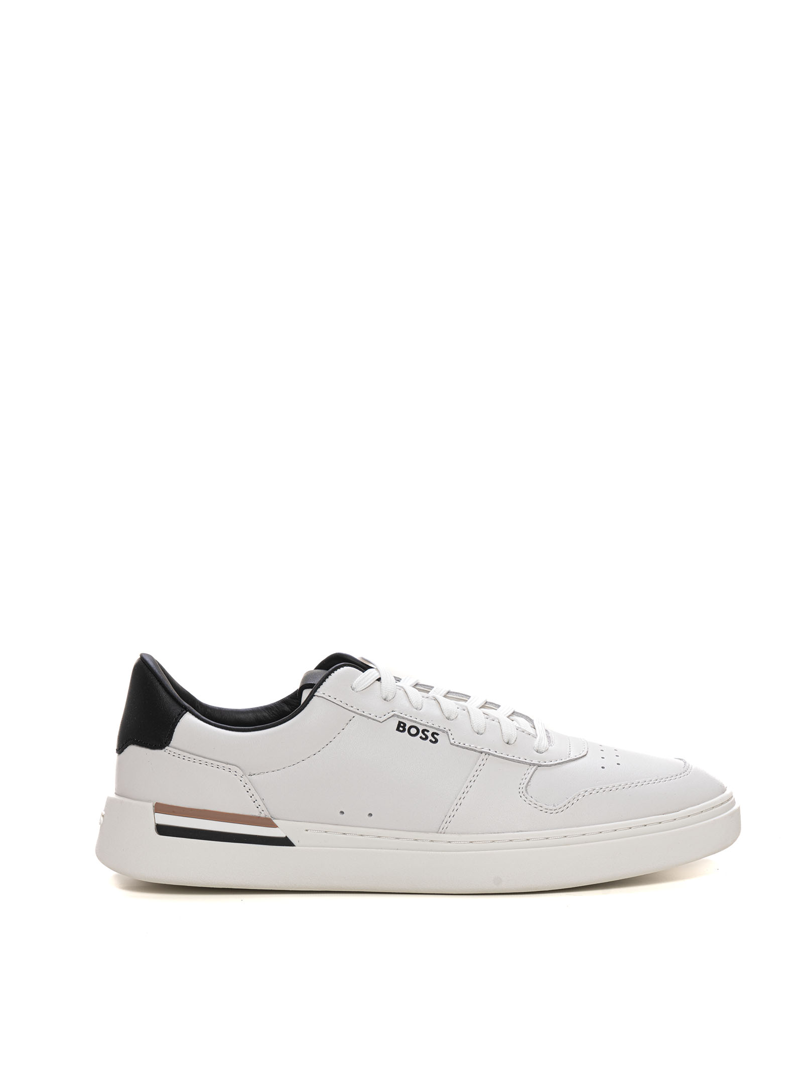 Hugo Boss Clint-tenn-ltvp Leather Trainers With Laces In White