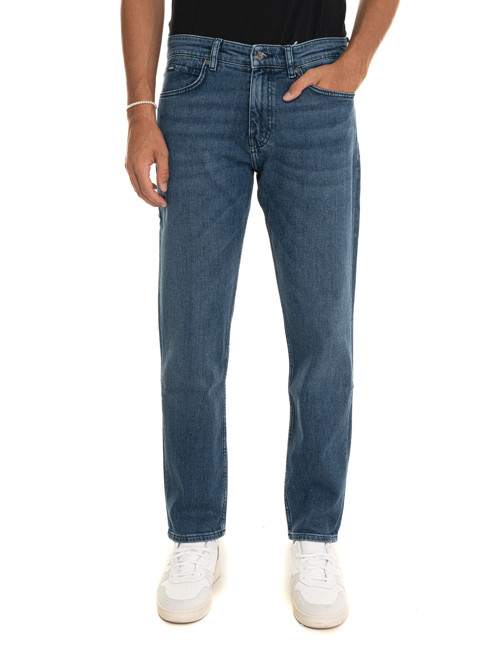 Shop Hugo Boss H-re_maine 5 Pocket Denim Jeans In Medium Denim