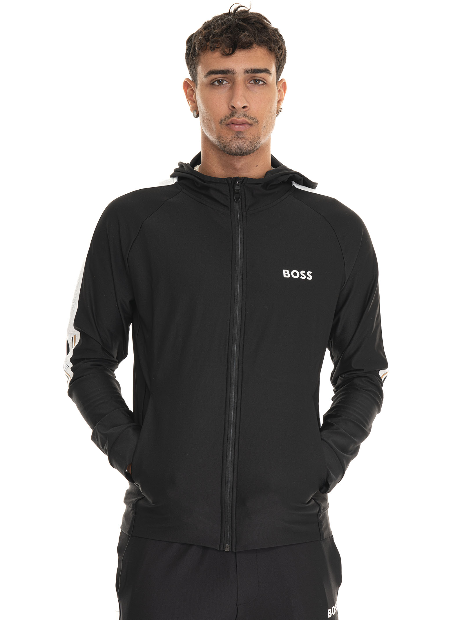 Shop Hugo Boss Sicon Sweatshirt With Hood In Black