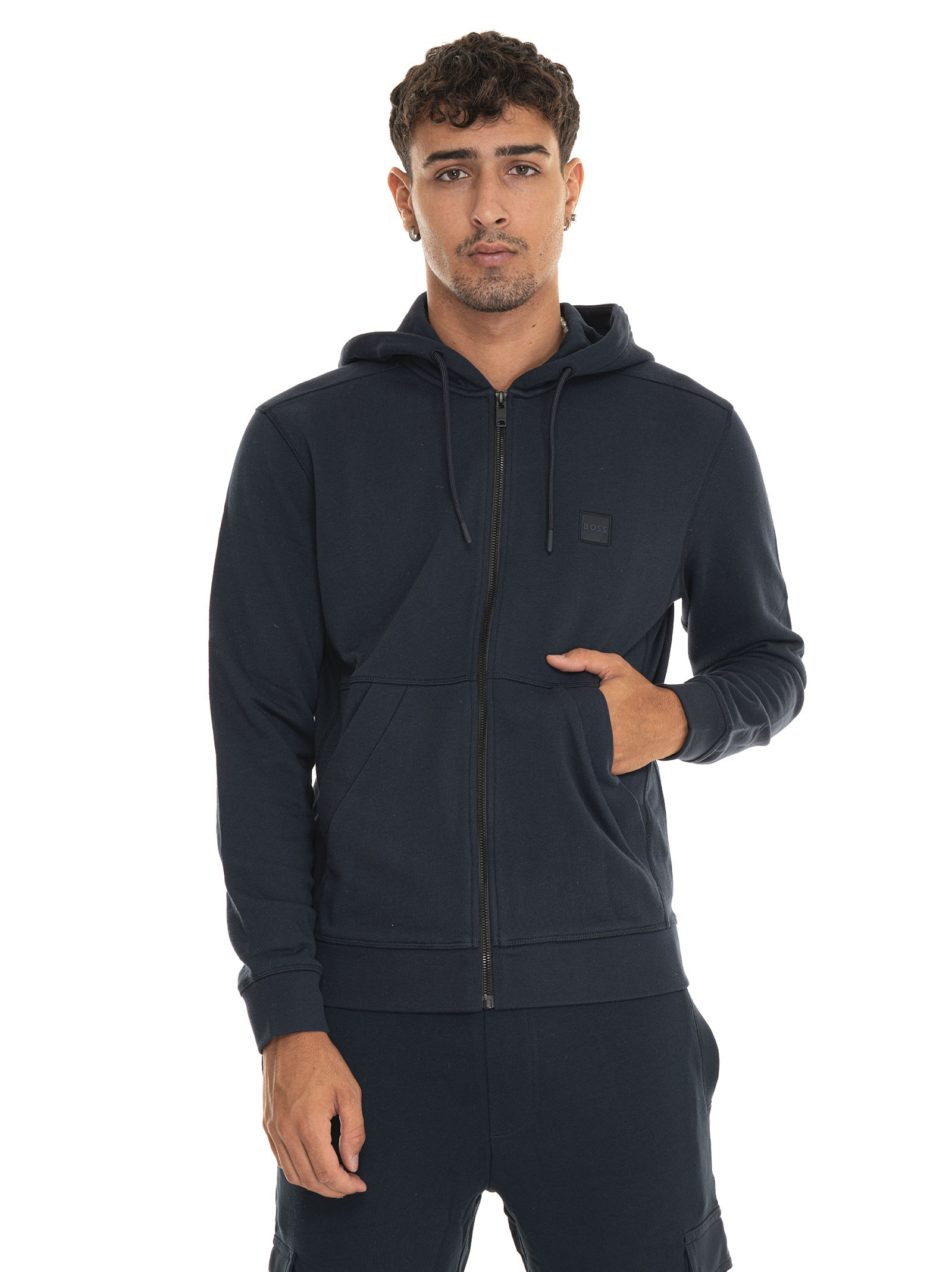 Shop Hugo Boss Zetalky Sweatshirt With Hood In Blue