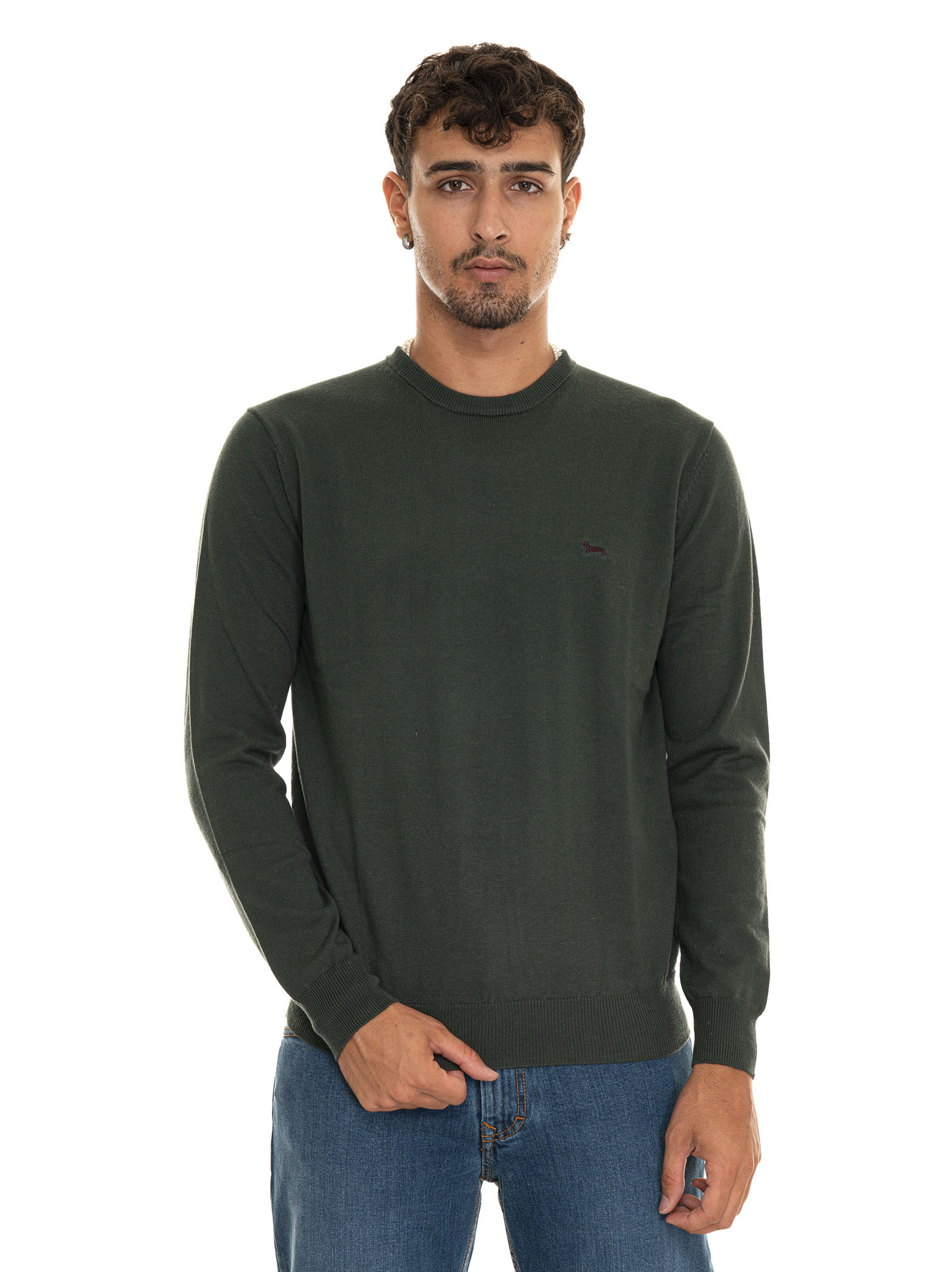 Shop Harmont & Blaine Round-necked Pullover In Green