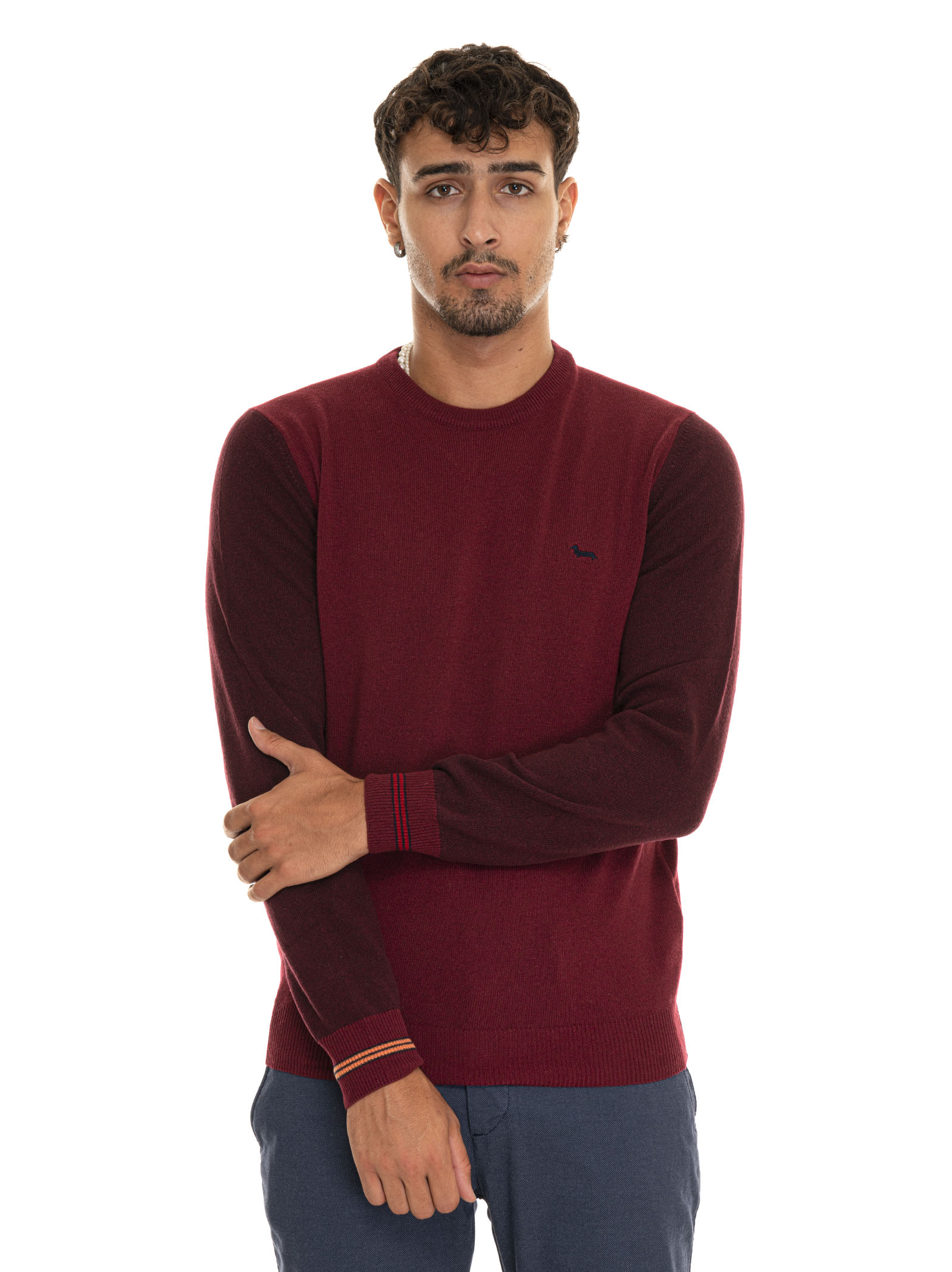 Shop Harmont & Blaine Round-neck Pullover In Bordeau