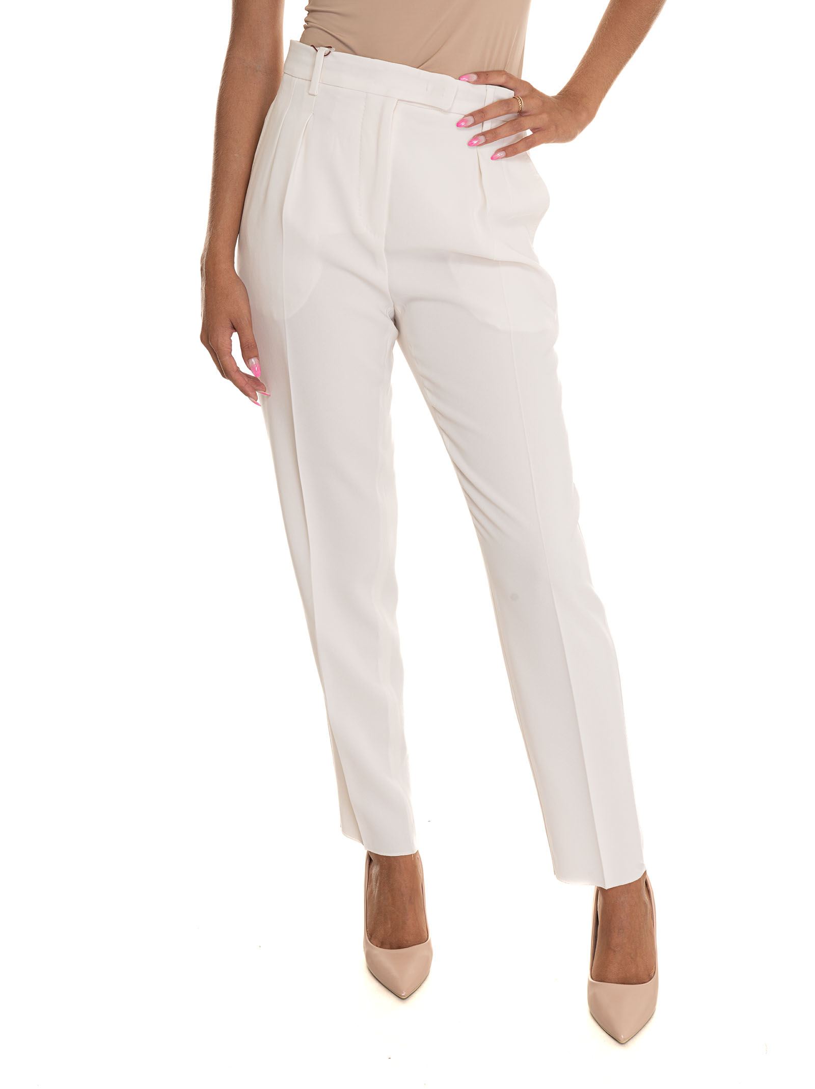 Shop Max Mara Selva Soft Trousers In Cady In White