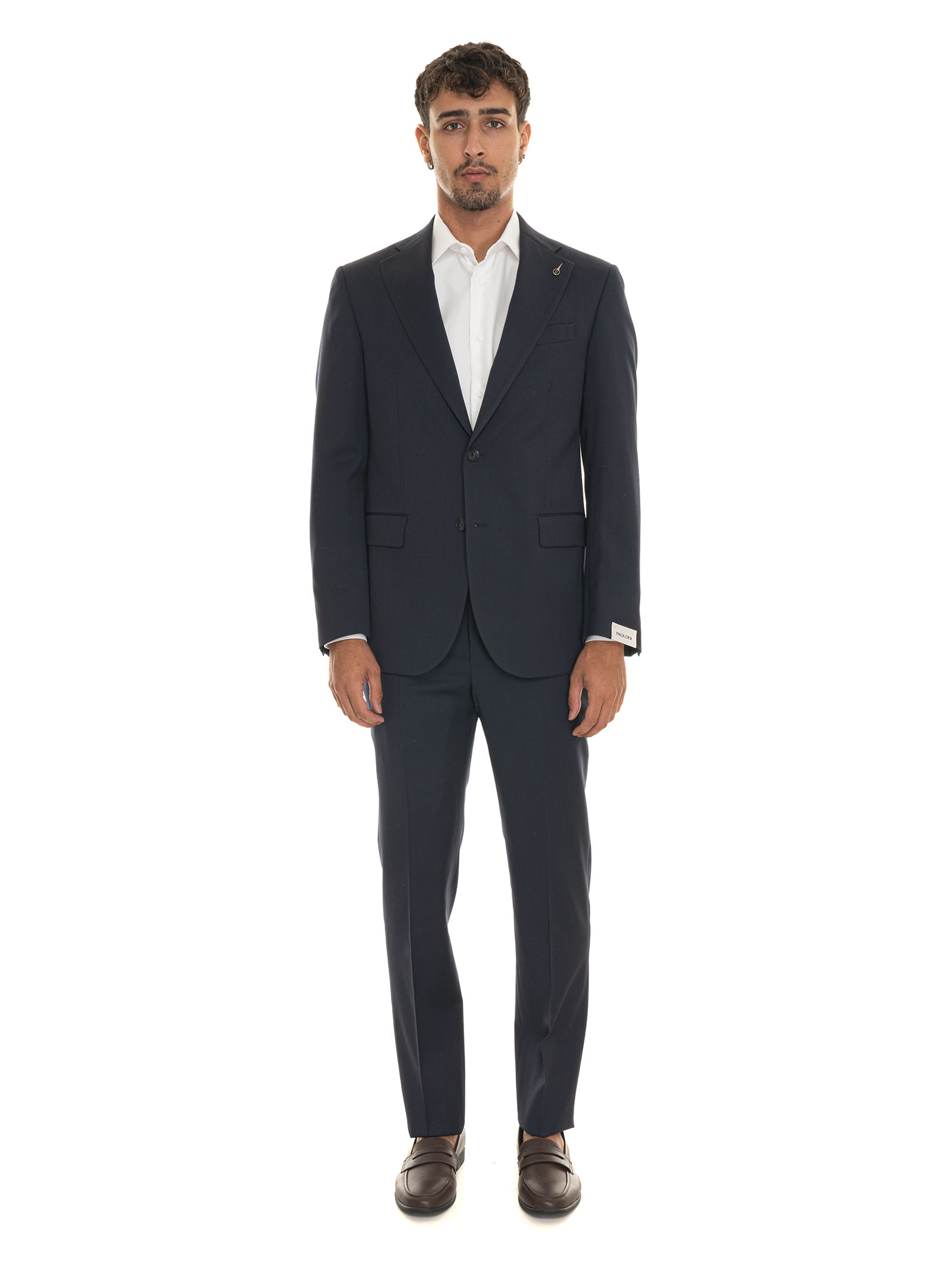 Shop Paoloni Suit With 2 Buttons In Dark Blue