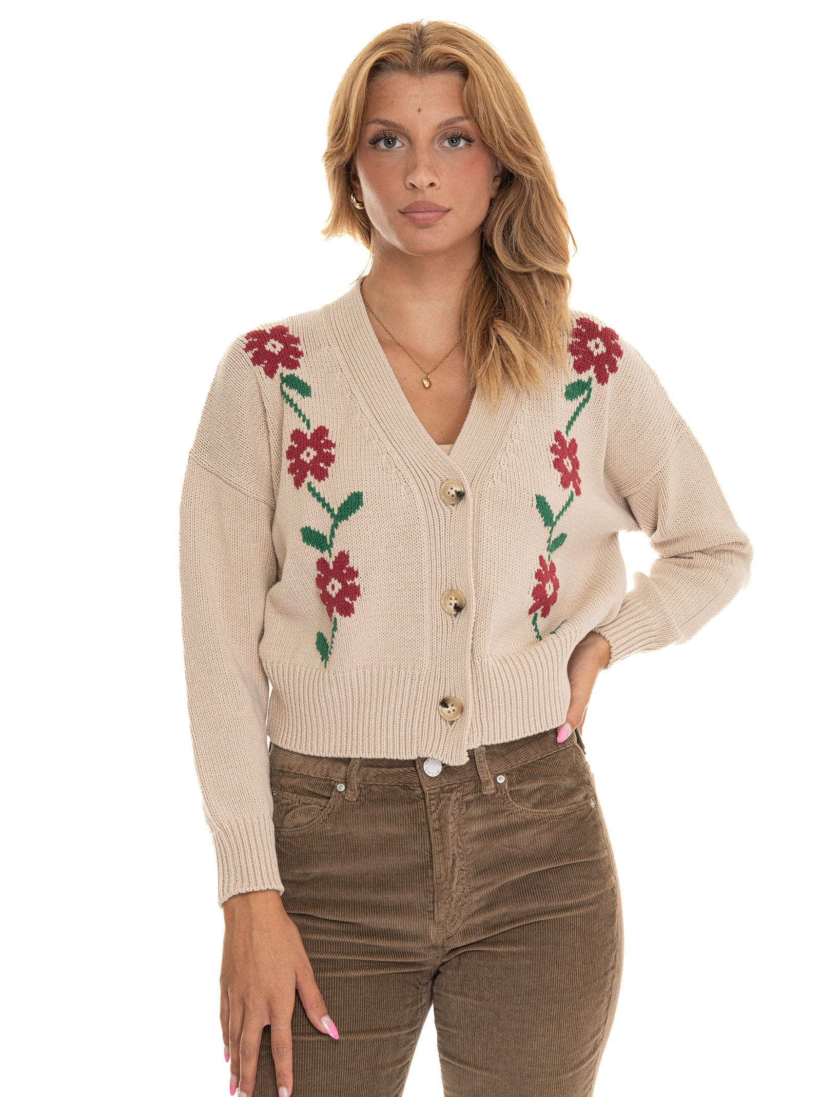 Shop Weekend Max Mara Teulada Short Cardigan In Beige-rosso