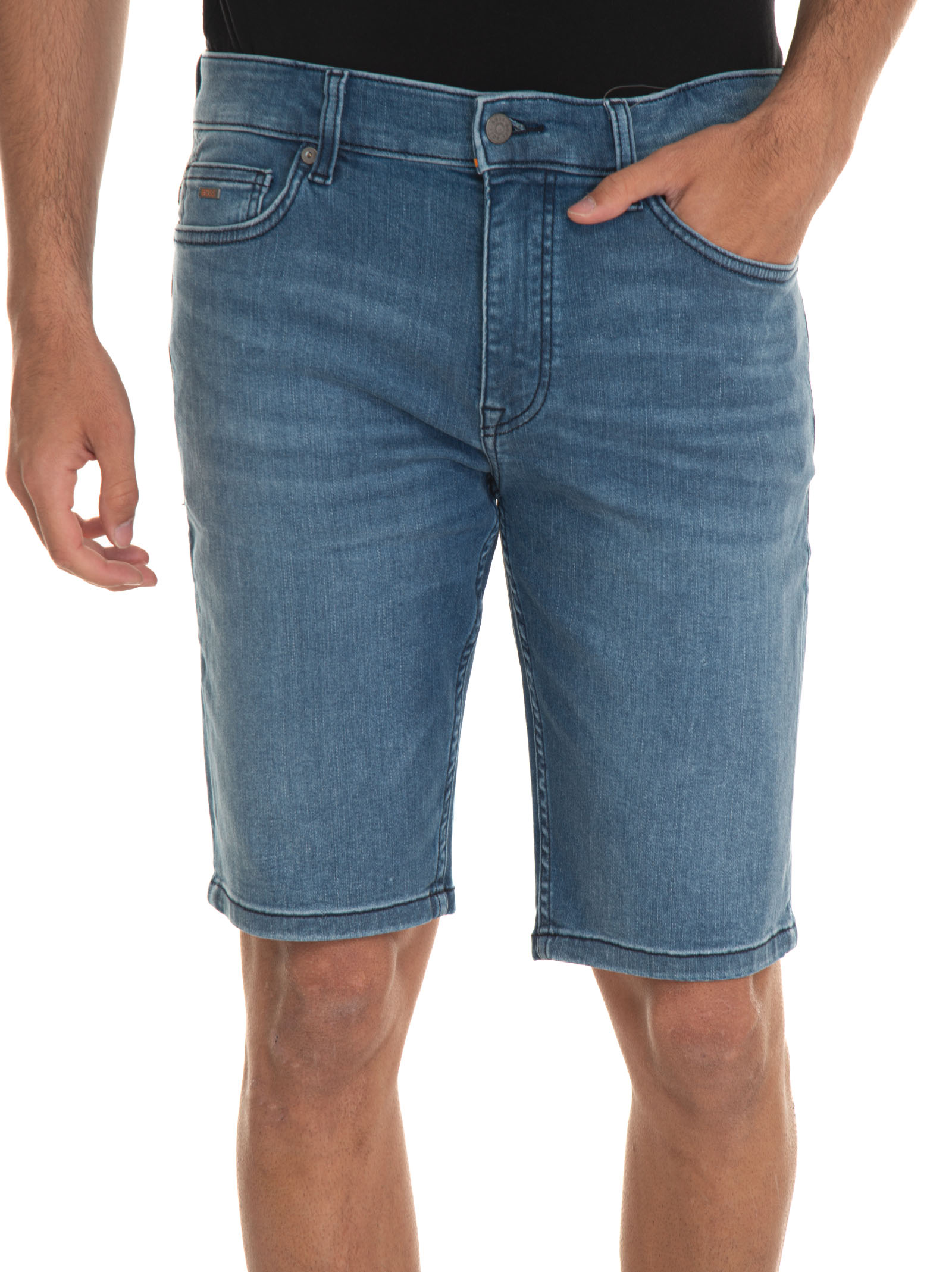 Shop Hugo Boss Delaware-shorts-bc-c Denim Bermuda In Light Denim