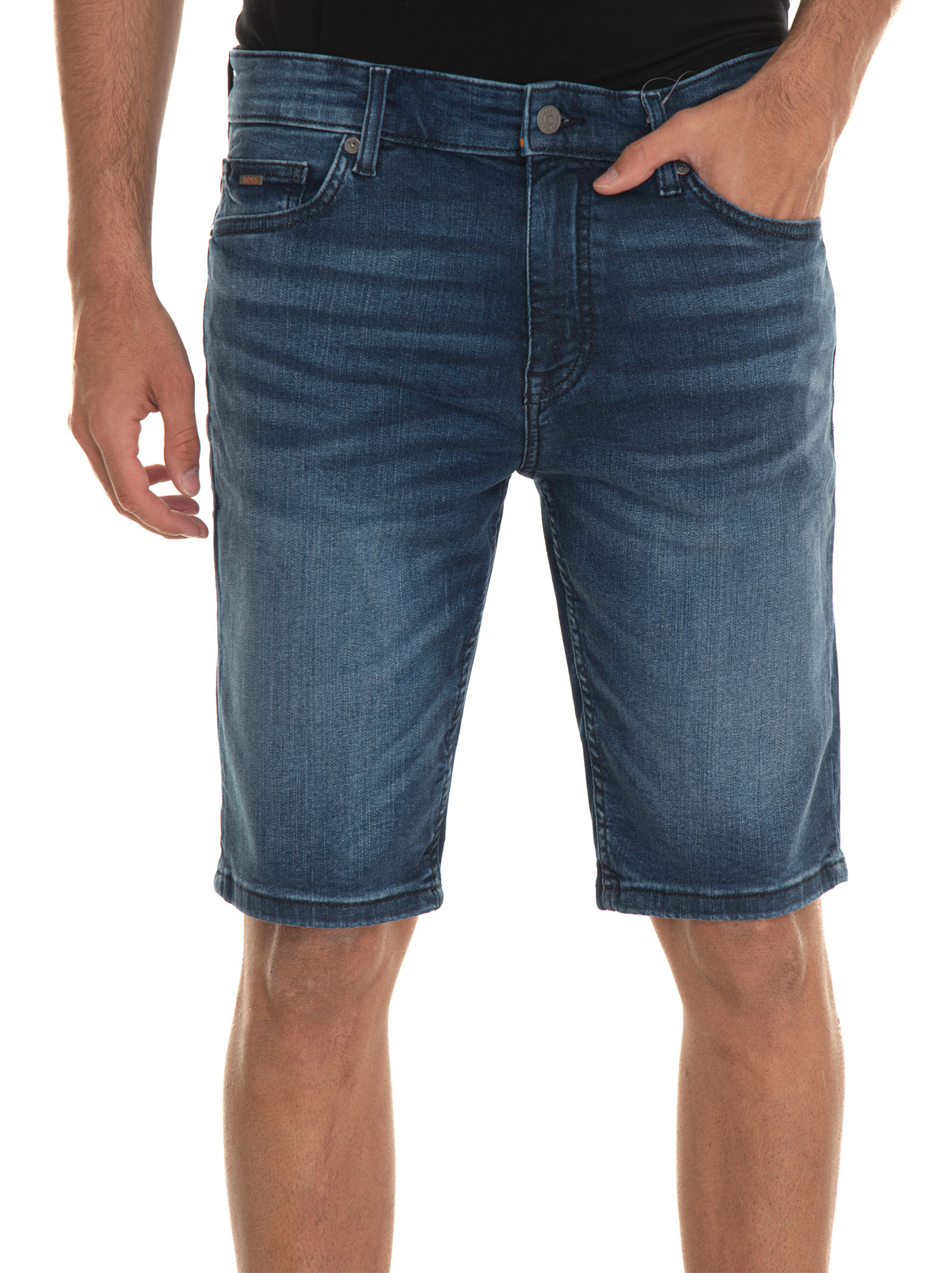 Shop Hugo Boss Delaware-shorts-bc-c Denim Bermuda In Denim Blu