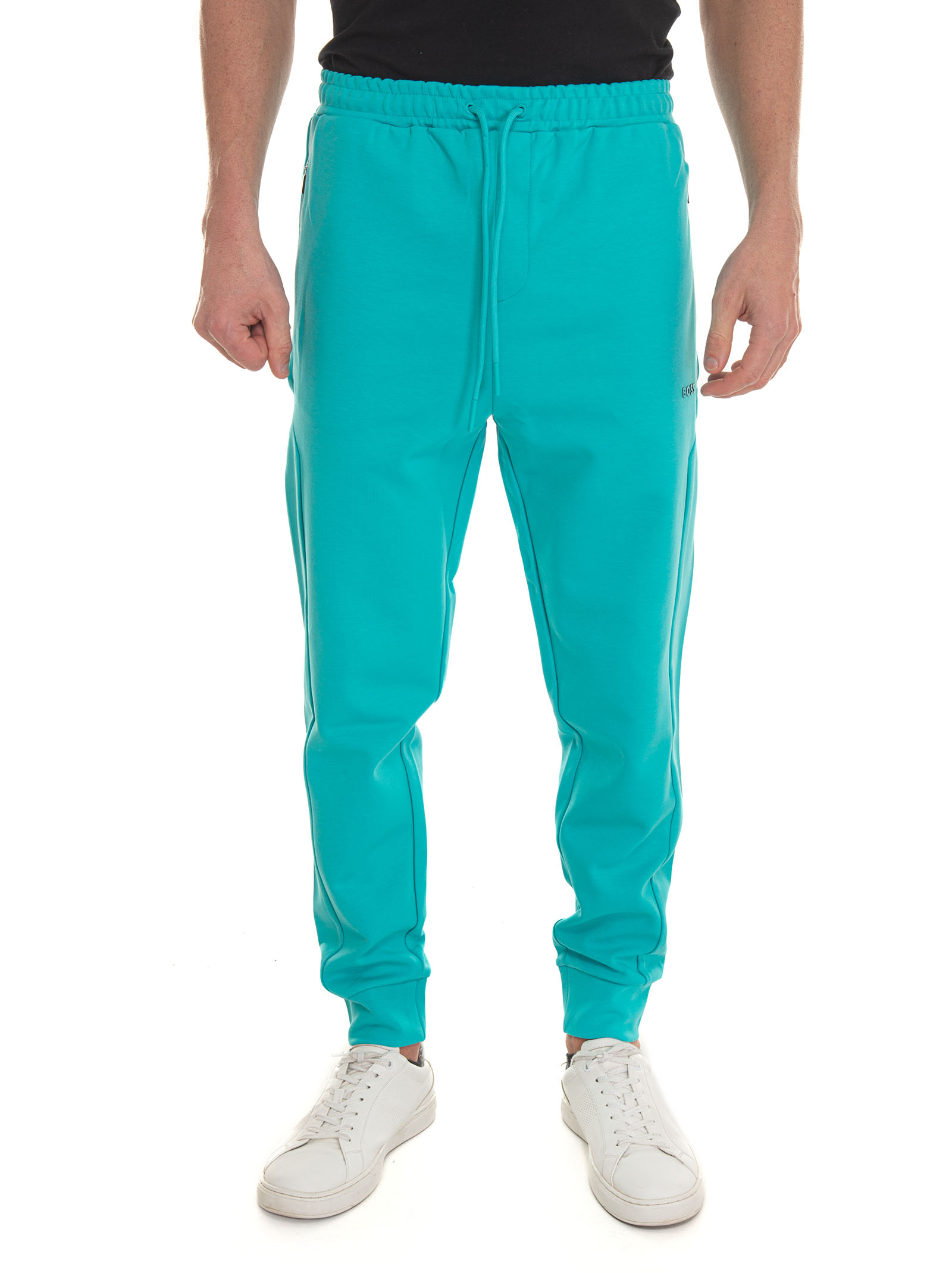 Shop Hugo Boss Overalls Trousers In Turquoise