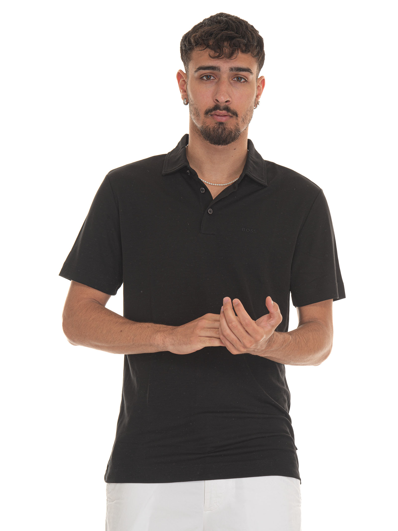 Shop Hugo Boss Press55 Short Sleeve Polo Shirt In Black