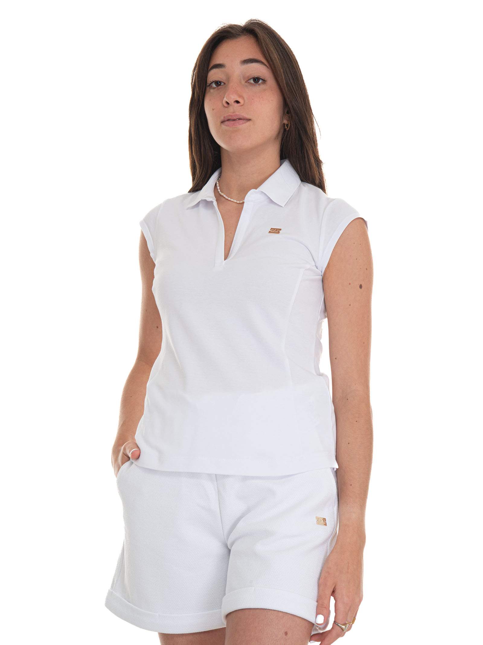 Shop Ea7 Buttonless Polo Shirt In White