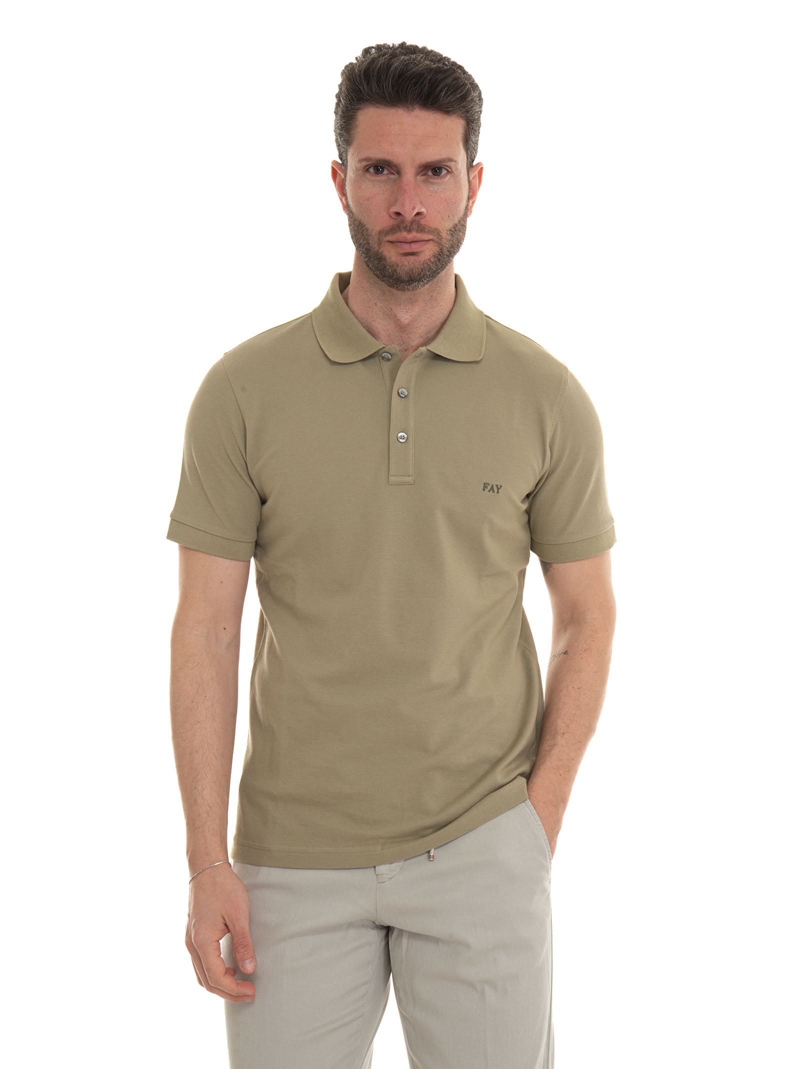 Shop Fay Short Sleeve Polo Shirt In Green