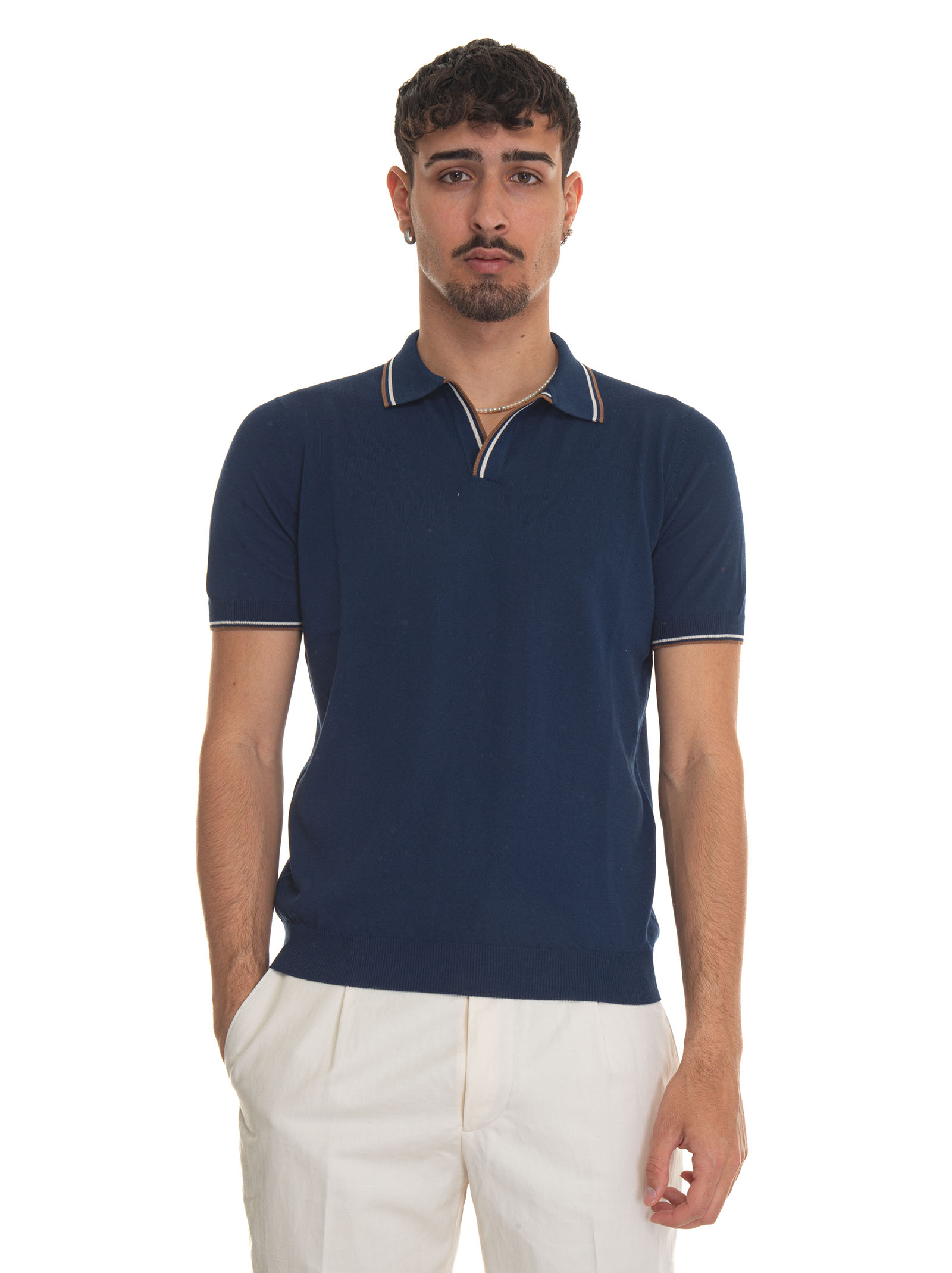 Shop Gran Sasso Jersey Polo Shirt In Medium Blue