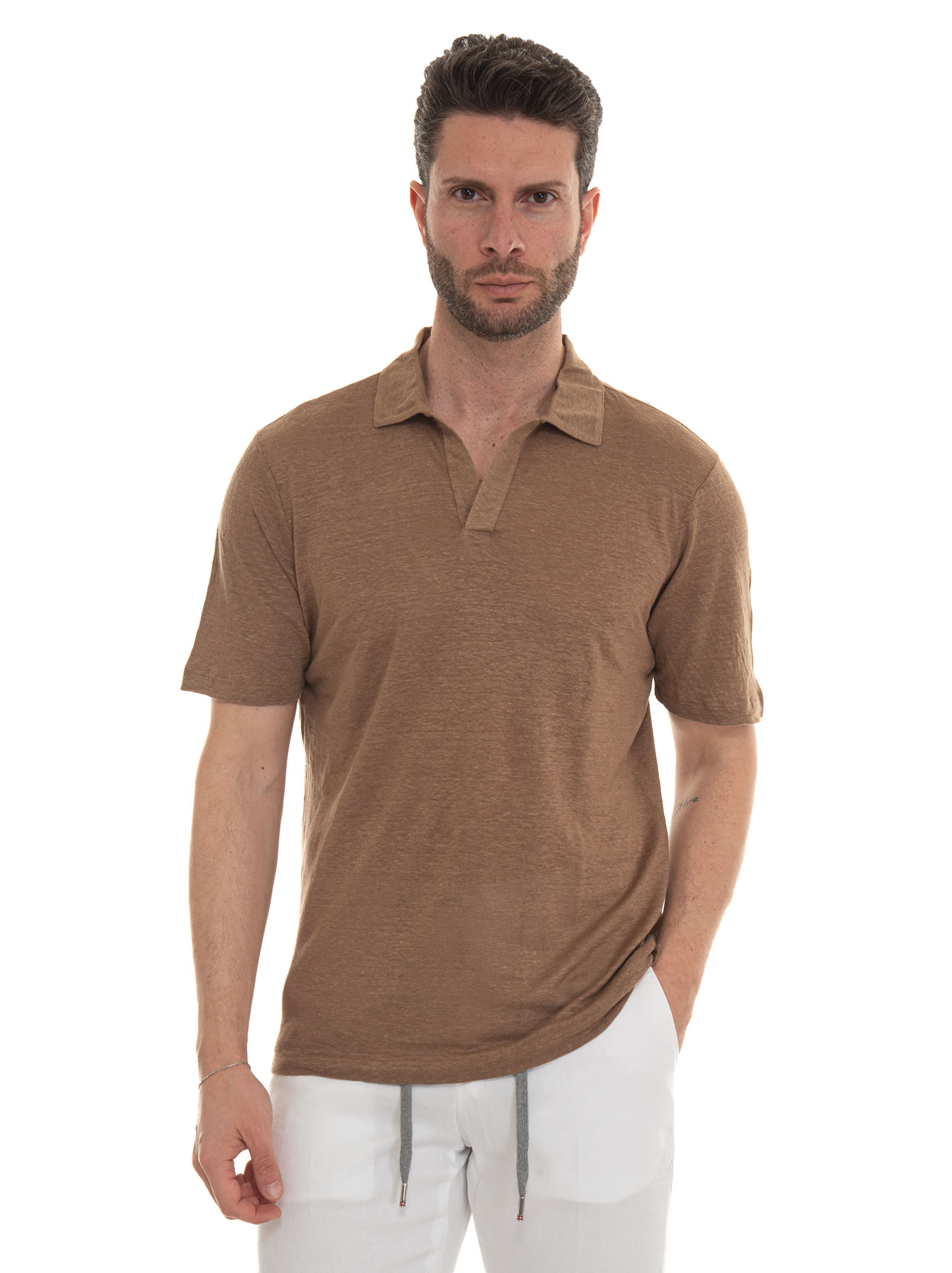 Shop Gran Sasso Jersey Polo Shirt In Beige