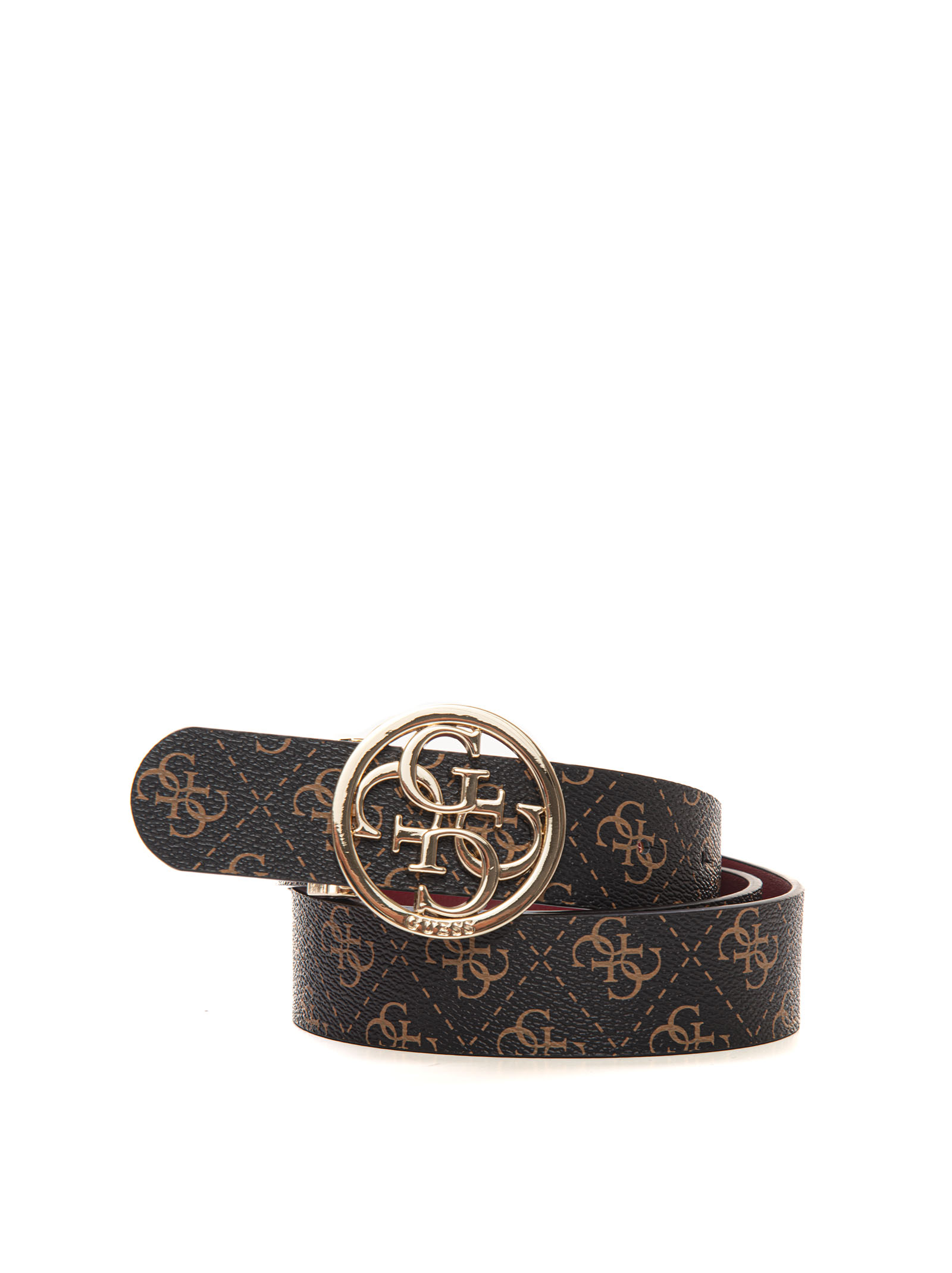 Shop Guess Noelle Belt In Marrone-bordeau