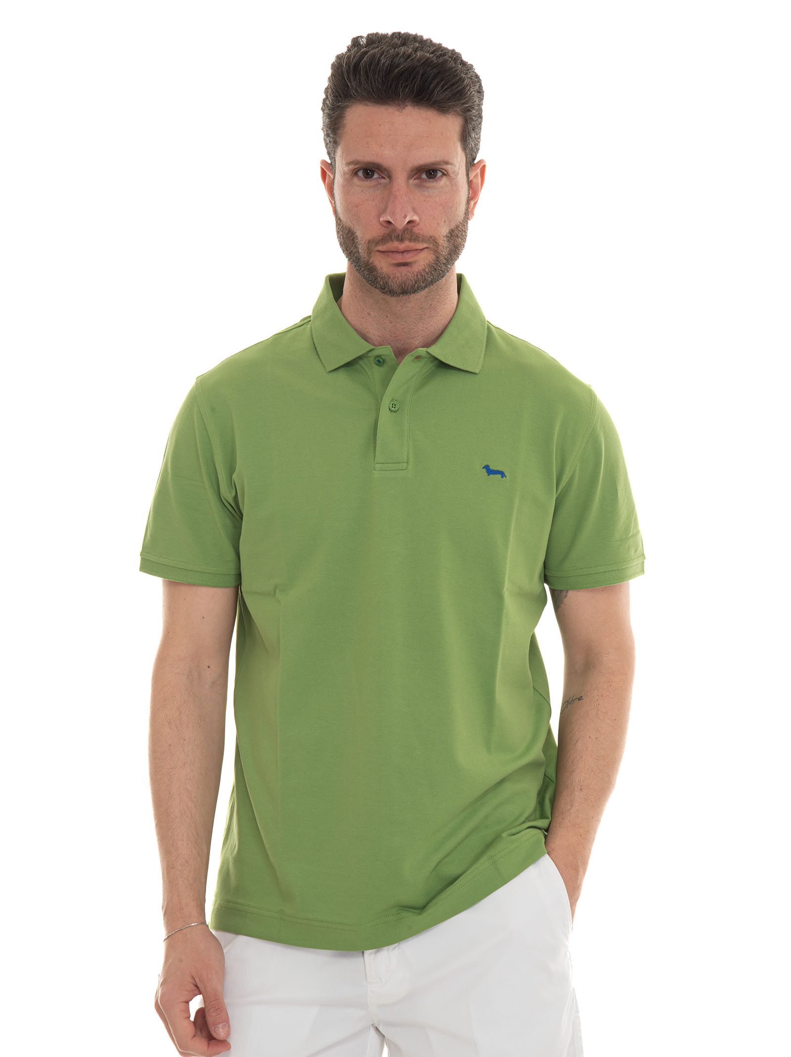 Shop Harmont & Blaine Short Sleeve Polo Shirt In Green