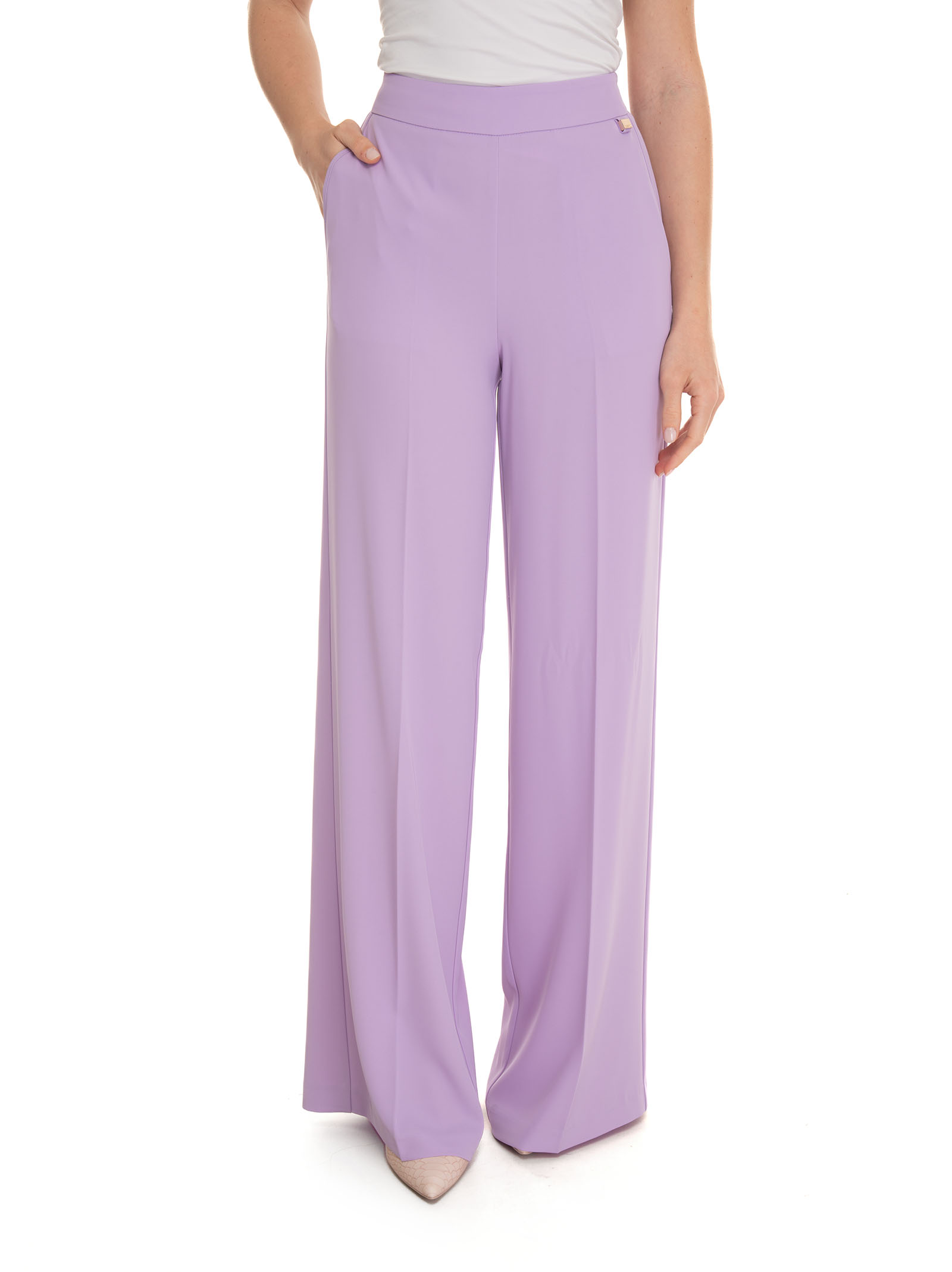 Shop Luckylù Soft Trousers In Lilac
