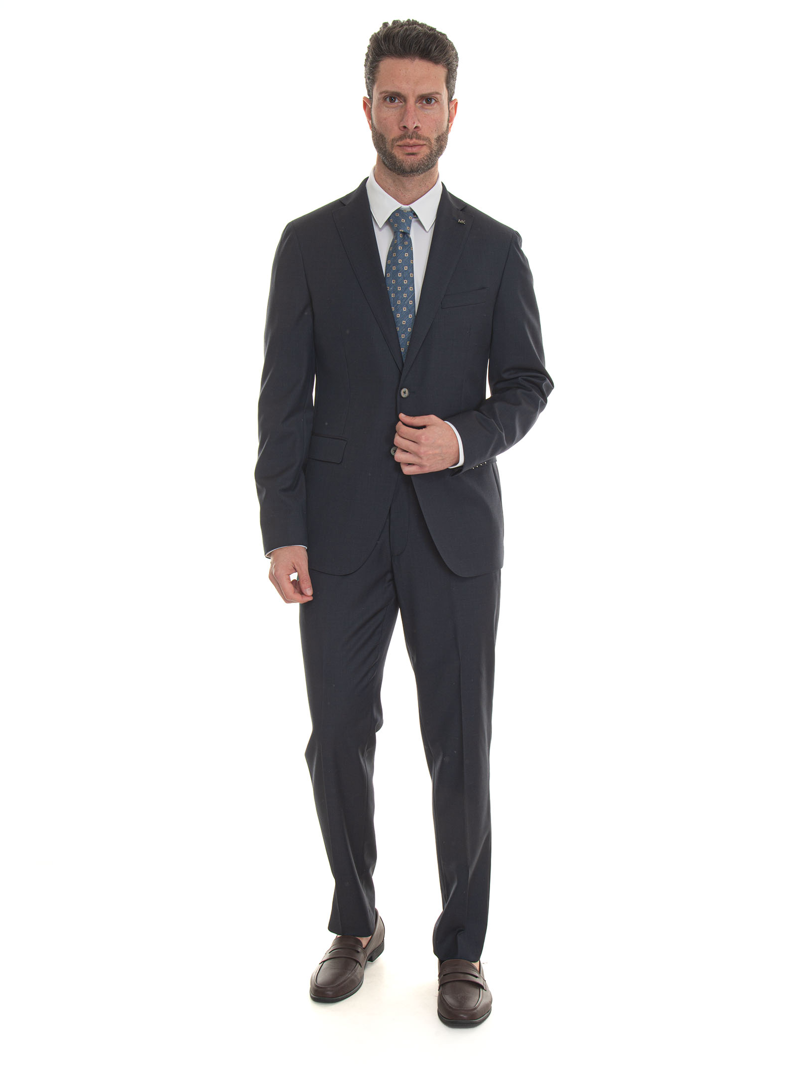 Shop Michael Kors Suit With 2 Buttons In Blue
